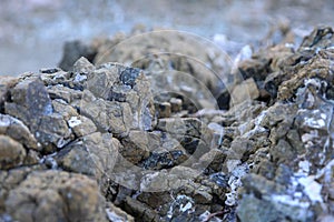 volcanic rock texture and salt veins