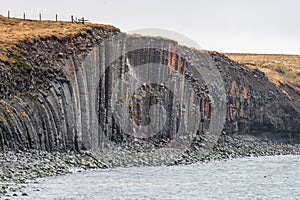 Volcanic rocks or basalt colums in the Kalfshamarsvik area in north western part of Iceland.