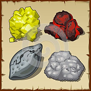 Volcanic rocks and gems, set of four items