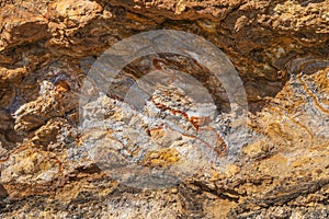 Volcanic rocks, Ignimbrite with Jarosite and Goethite in Almeria