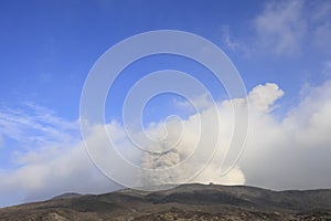 volcanic smoke from mount Aso