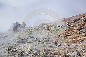 Volcanic steam of sulfur