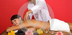 Volcanic stone massage at the spa