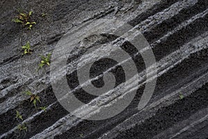 Volcanic strata at Taal volcano in the Philippines