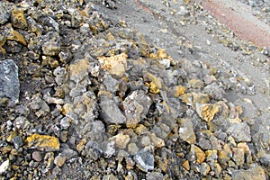 Volcanic sulfur rocks