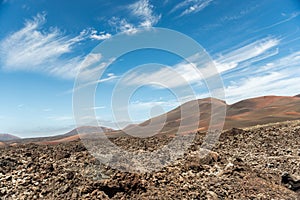 Volcanic terrain of National Park Timanfaya on Canary Island, Lanzarote