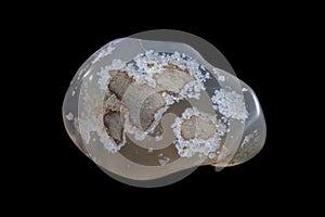 Volcano agate specimen in black background