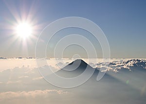 Volcano Agua in clouds