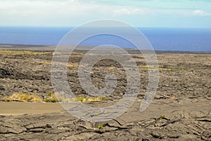 Volcano on the Big Island where the lava has blocked the road