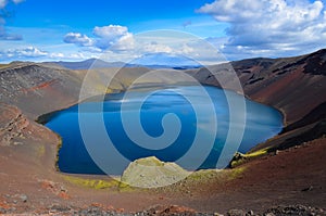 Volcano caldera crater lake, Iceland
