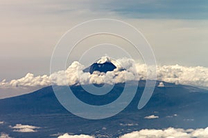 Volcano with clouds