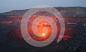 Volcano Erta Ale before sunrise