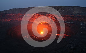 Volcano Erta Ale before sunrise