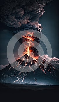 volcano eruption illustration by generative AI