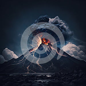 volcano eruption illustration by generative AI