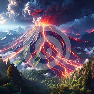 volcano eruption smoke clouds