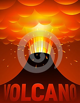 Volcano eruption. Vector cartoon illustration