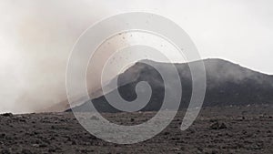 Volcano Etna eruption - explosion and lava flow