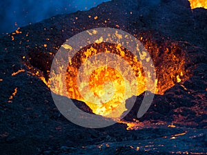 Volcano in Iceland Volcanic eruption with lava