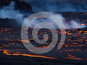 Volcano in Iceland Volcanic eruption with lava