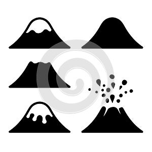Volcano Icons Set. Vector photo