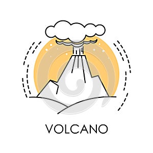 Volcano isolated icon, volcanic eruption, natural disaster