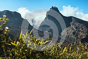 Volcano Kelud in the clouds