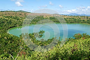 The volcano lake of Dziani on Mayotte island photo