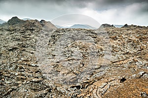 Volcano and lava desert