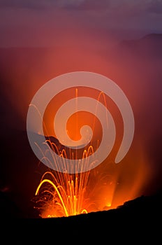 Volcano lava explosion