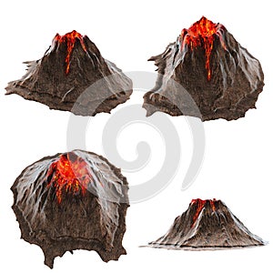 Volcano lava without smoke on the isolatedbackground. 3d illustration