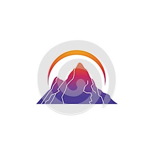 volcano logo color illustration design vector