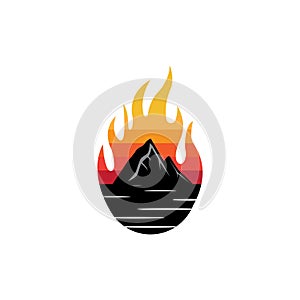 volcano logo vector color illustration design