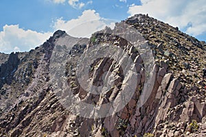 Volcano malinche chasm, rocks and blue sky