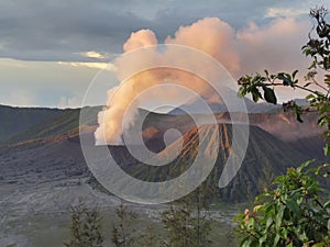 Volcano Mount Bromo Eruption, East Java Indonesia