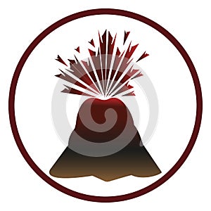 Volcano explosion at the top of the mountain.