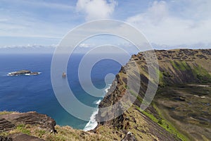 Volcano Rano Kau on Rapa Nui, Easter Island