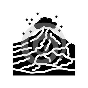 volcano rock landskape glyph icon vector illustration