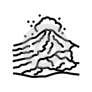 volcano rock landskape line icon vector illustration