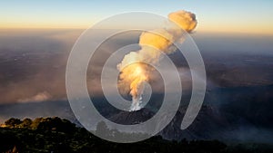 Volcano Santiaguito erupts in Guatemala.