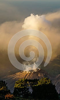 Volcano Santiaguito erupts in Guatemala. photo