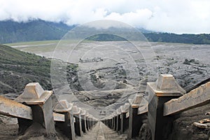 Volcano Step Cratere Mount Bromo Eruption, East Java Indonesia