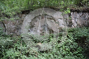 volcano stone cliff in Wolfsschlucht with Trass stone