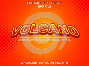 volcano text effect, font editable, typography, 3d text. vector template