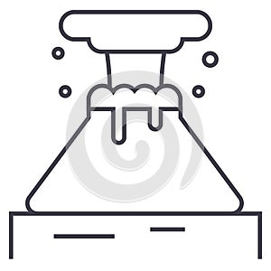 Volcano vector line icon, sign, illustration on background, editable strokes