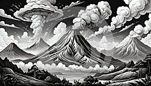 Volcano volcanic eruption flow nature environment minimalism