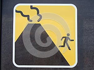 Volcano Warning Sign in Kagoshima