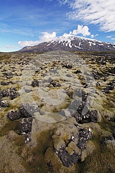 Volcano in West Iceland with lava field - Snaefellsjokull
