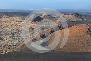 Volcanoes land art, Timanfaya National Park, Lanzarote, Spain