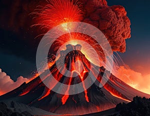 Volcanoes where lava erupts violently.generative AI